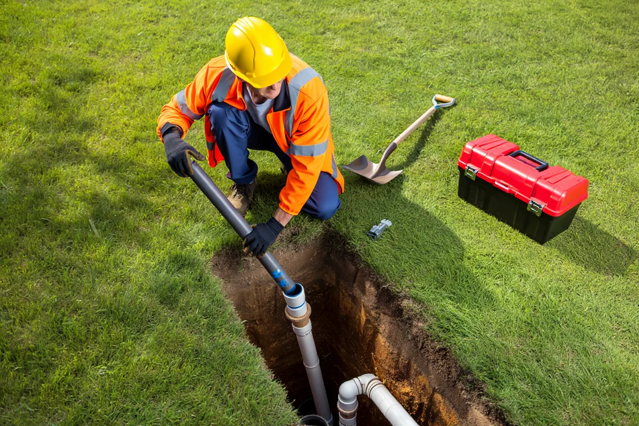 Technician performing sewer line repair in Seymour Indiana